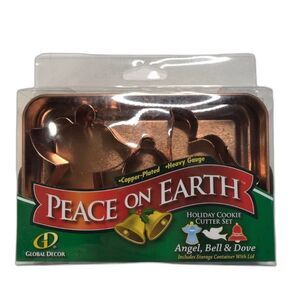 Global Decor Peace on Earth Copper-Plated Holiday Angel Bell Dove Cookie Cutters